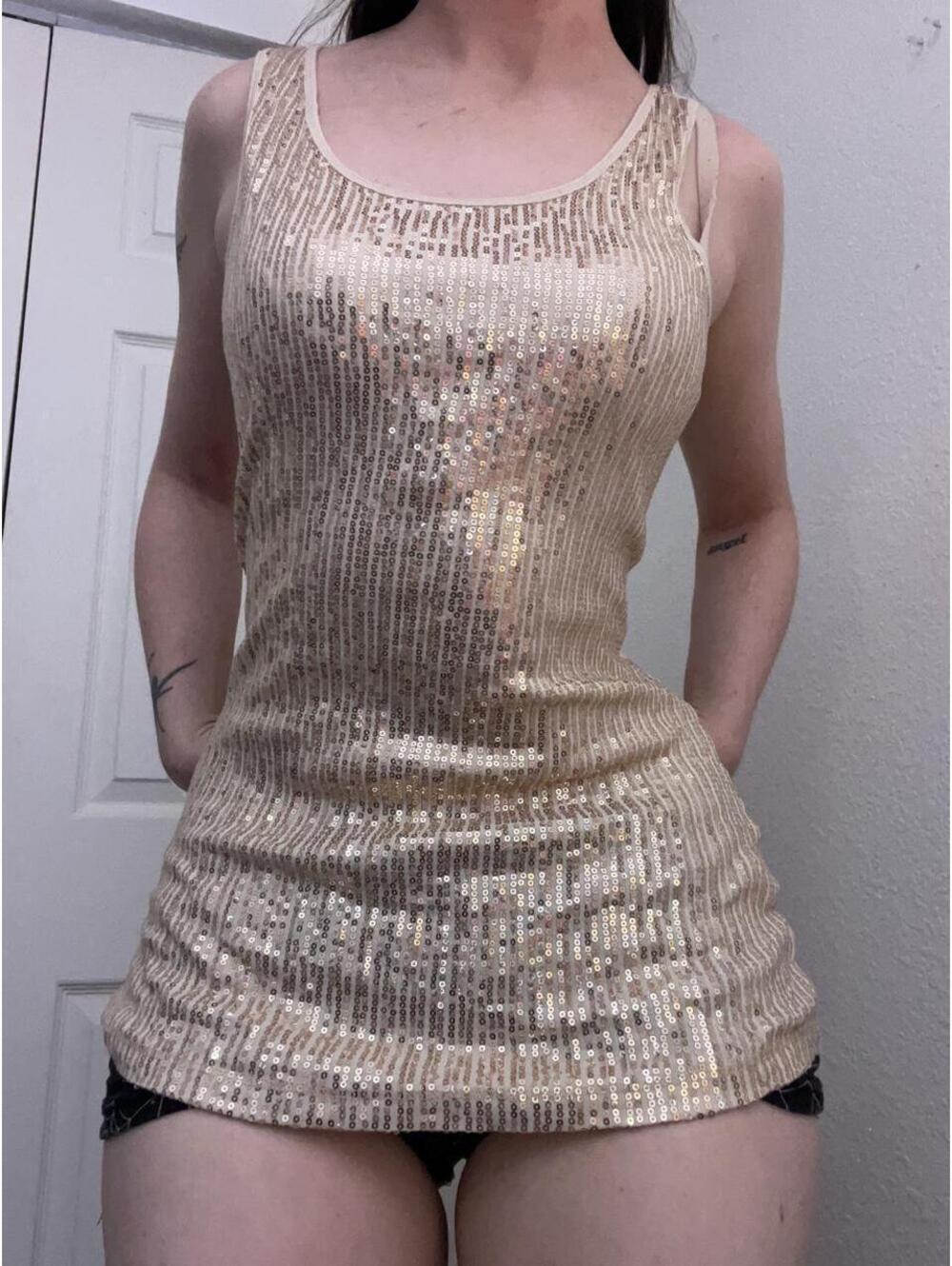 Charlotte Russe gold fitted sequin top